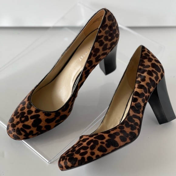 Nine West Heels Leopard Cow Leather Heels Pumps Block Heel Gilyanr, Sz 7M - Picture 9 of 9